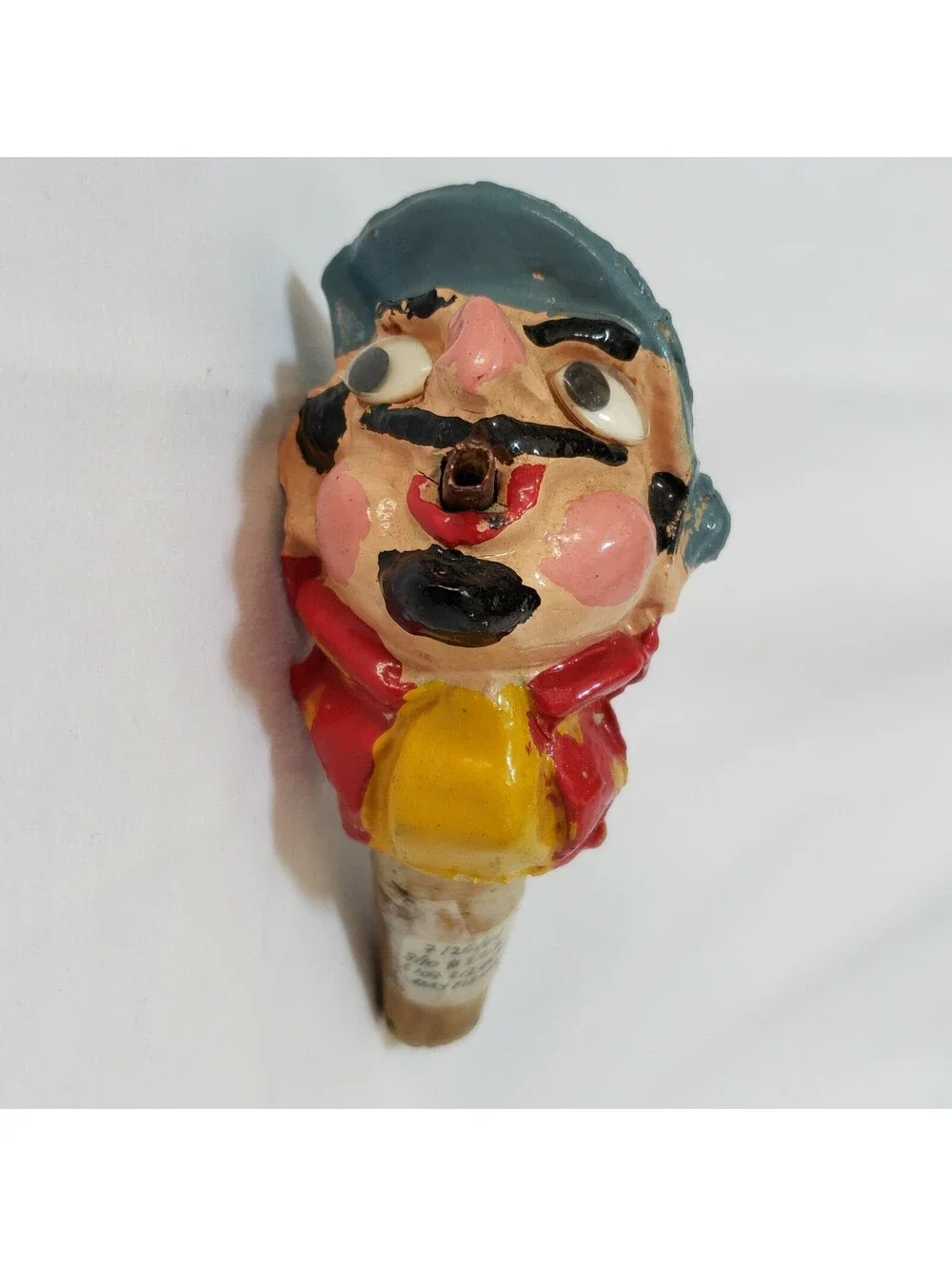 Vintage Bottle Stopper Pourer Figural Composite Crazy Pierre Googly Eye Barware